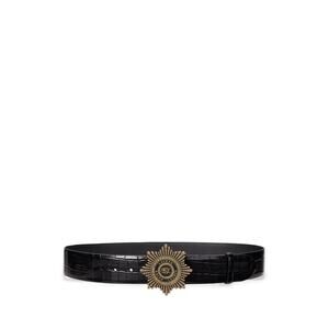 Starburst-Buckle Croc-Embossed Belt